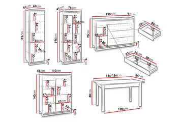 Quant Stuesett - Eik/Svart - Oppbevaring - Oppbevaringsmøbler - Møbelsett til stue