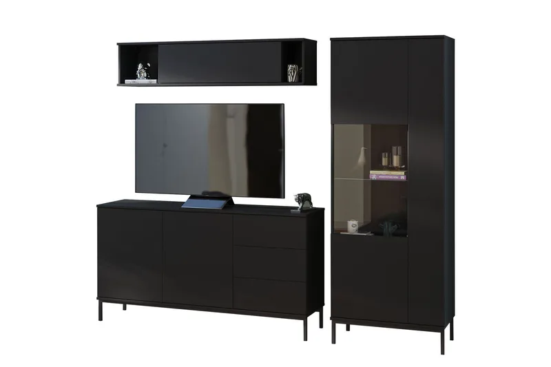 Querty Stuesett 3 Deler - Svart - Oppbevaring - Oppbevaringsmøbler - Møbelsett til stue