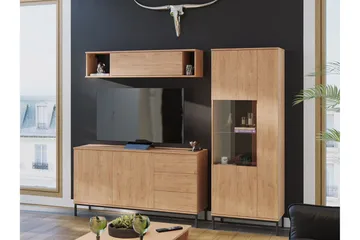 Querty Stuesett LED-belysning 4 Deler Hvit LED - Natur - Oppbevaring - Oppbevaringsmøbler - Møbelsett til stue