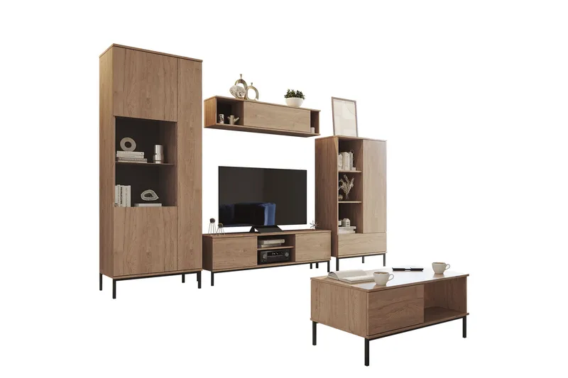 Querty Stuesett LED-belysning 6 Deler Hvit LED - Natur - Oppbevaring - Oppbevaringsmøbler - Møbelsett til stue