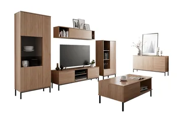 Querty Stuesett LED-belysning 7 Deler Hvit LED - Natur - Oppbevaring - Oppbevaringsmøbler - Møbelsett til stue