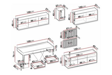 Rathmore Møbelsett For Stuen - Svart - Oppbevaring - Oppbevaringsmøbler - Møbelsett til stue