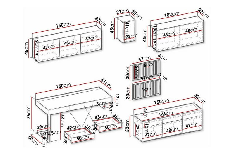 Rathmore Møbelsett For Stuen - Svart - Oppbevaring - Oppbevaringsmøbler - Møbelsett til stue