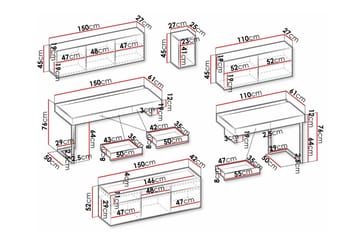 Rathmore Møbelsett For Stuen - Svart - Oppbevaring - Oppbevaringsmøbler - Møbelsett til stue