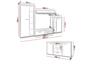 Rumba Møbelsett - Beige / Brun - Oppbevaring - Oppbevaringsmøbler - Møbelsett til stue