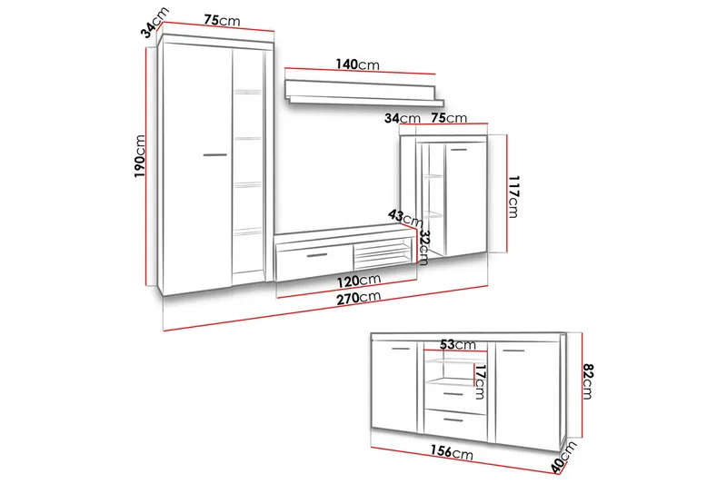 Rumba Møbelsett - Oppbevaring - Oppbevaringsmøbler - Møbelsett til stue
