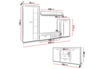 Rumba Møbelsett - Oppbevaring - Oppbevaringsmøbler - Møbelsett til stue