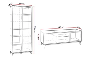 Sayuki Møbelsett Til Stue - Hvit/Grå - Oppbevaring - Oppbevaringsmøbler - Møbelsett til stue