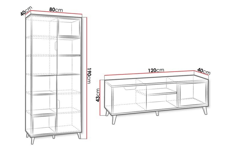 Sayuki Møbelsett Til Stue - Hvit/Grå - Oppbevaring - Oppbevaringsmøbler - Møbelsett til stue