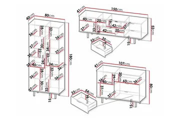 Staffin Møbelsett for Stue - Cashmere - Oppbevaring - Oppbevaringsmøbler - Møbelsett til stue