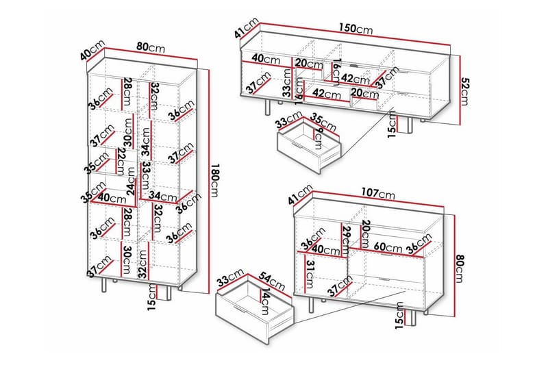 Staffin Møbelsett for Stue - Cashmere - Oppbevaring - Oppbevaringsmøbler - Møbelsett til stue