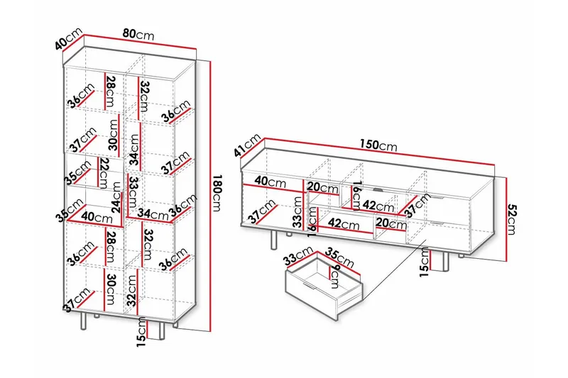 Staffin Møbelsett for Stue - Cashmere - Oppbevaring - Oppbevaringsmøbler - Møbelsett til stue