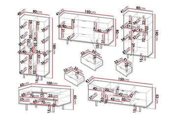 Staffin Møbelsett for Stue - Cashmere - Oppbevaring - Oppbevaringsmøbler - Møbelsett til stue