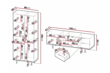 Staffin Møbelsett for Stue - Svart - Oppbevaring - Oppbevaringsmøbler - Møbelsett til stue