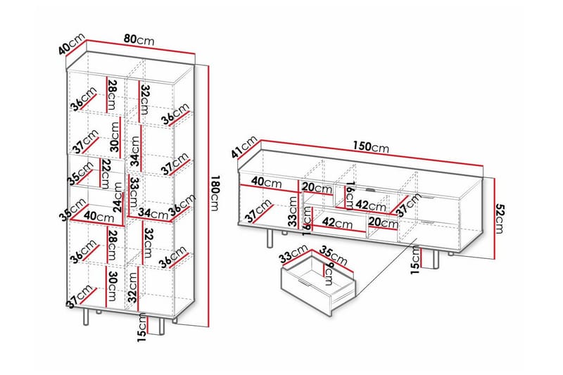 Staffin Møbelsett for Stue - Svart - Oppbevaring - Oppbevaringsmøbler - Møbelsett til stue