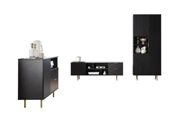 Staffin Møbelsett for Stue - Svart - Oppbevaring - Oppbevaringsmøbler - Møbelsett til stue