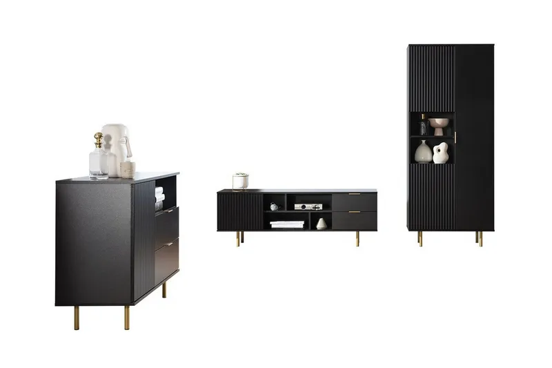 Staffin Møbelsett for Stue, Svart