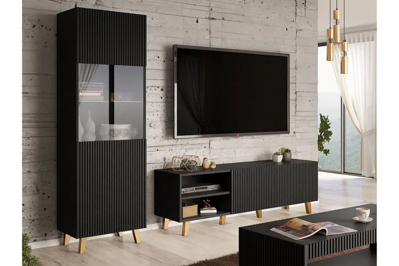 Strontian Möbelset För Vardagsrum Scandinavian Choice Black - Oppbevaring - Oppbevaringsmøbler - Møbelsett til stue