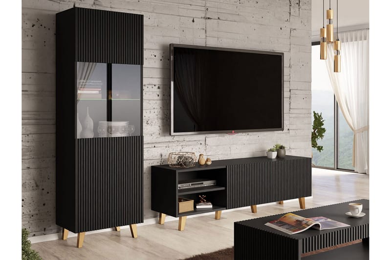 Strontian Möbelset För Vardagsrum Scandinavian Choice Black - Oppbevaring - Oppbevaringsmøbler - Møbelsett til stue
