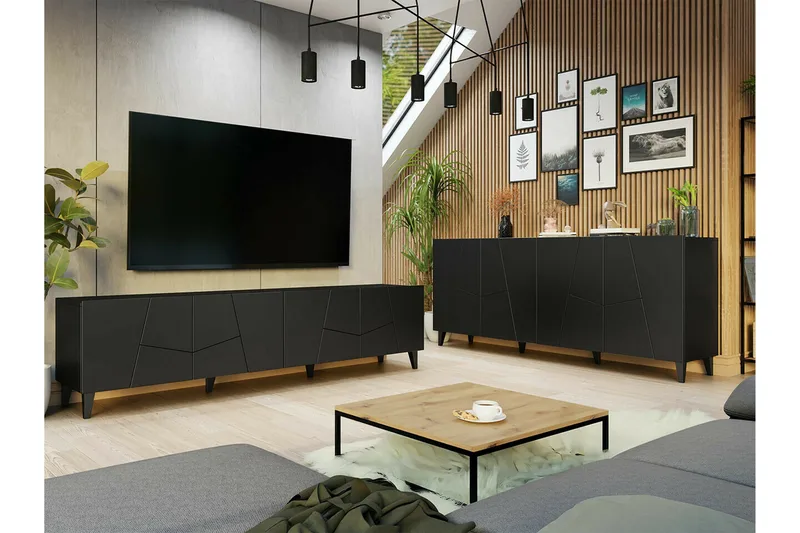 Strontian Möbelset För Vardagsrum Scandinavian Choice Black - Oppbevaring - Oppbevaringsmøbler - Møbelsett til stue