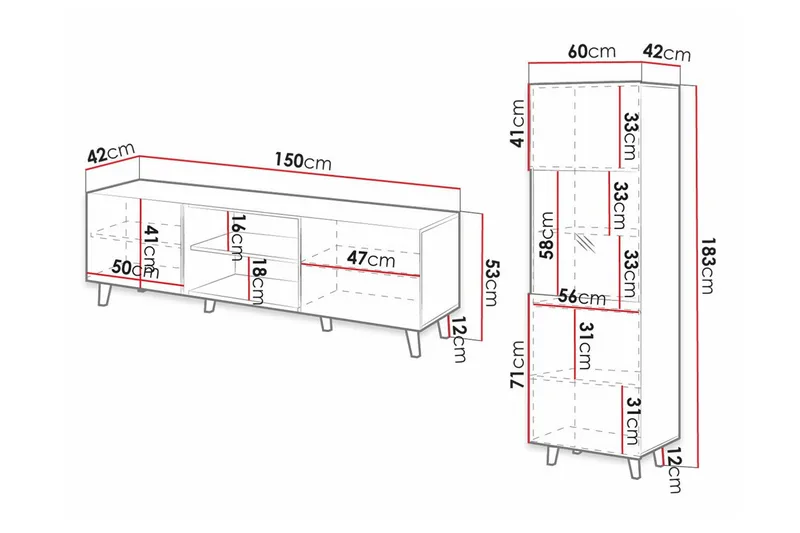 Strontian Möbelset För Vardagsrum Scandinavian Choice Black - Oppbevaring - Oppbevaringsmøbler - Møbelsett til stue