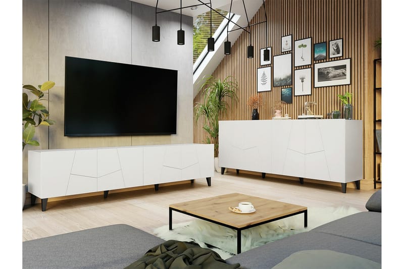 Strontian Möbelset För Vardagsrum Scandinavian Choice White - Oppbevaring - Oppbevaringsmøbler - Møbelsett til stue