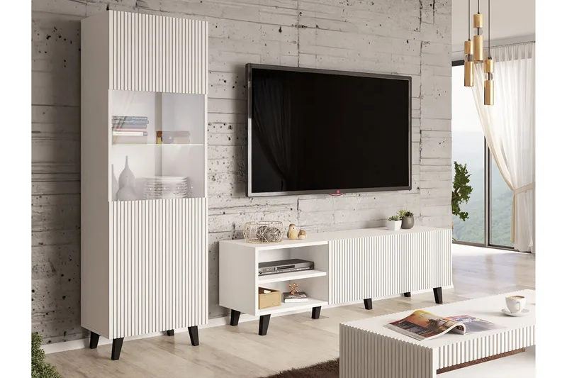 Strontian Möbelset För Vardagsrum Scandinavian Choice White - Oppbevaring - Oppbevaringsmøbler - Møbelsett til stue