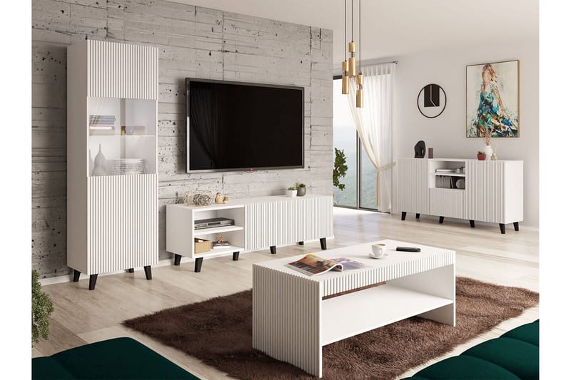 Strontian Möbelset För Vardagsrum Scandinavian Choice White - Oppbevaring - Oppbevaringsmøbler - Møbelsett til stue