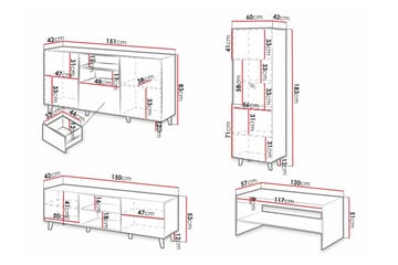 Strontian Möbelset För Vardagsrum Scandinavian Choice White - Oppbevaring - Oppbevaringsmøbler - Møbelsett til stue