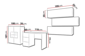 Stue Møbelsett Calabrini - Rød - Oppbevaring - Oppbevaringsmøbler - Møbelsett til stue