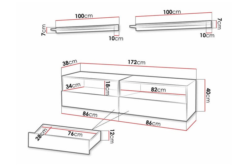 Summerville Möbelset För Vardagsrum White - Oppbevaring - Oppbevaringsmøbler - Møbelsett til stue