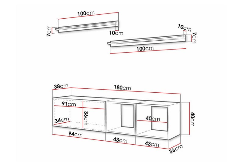 Summerville Möbelset För Vardagsrum White - Oppbevaring - Oppbevaringsmøbler - Møbelsett til stue