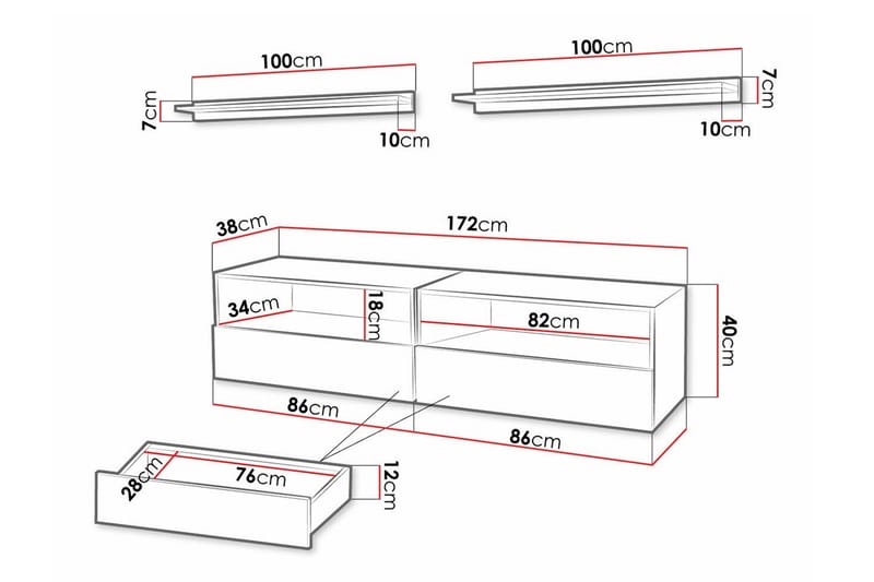 Summerville Möbelset För Vardagsrum White - Oppbevaring - Oppbevaringsmøbler - Møbelsett til stue