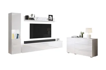 Valga Møbelsett Til Stuen Hvit - Hvit - Oppbevaring - Oppbevaringsmøbler - Møbelsett til stue