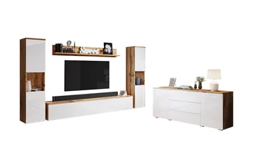 Valga Møbelsett Til Stuen Natur|Hvit - Natur/Hvit - Oppbevaring - Oppbevaringsmøbler - Møbelsett til stue