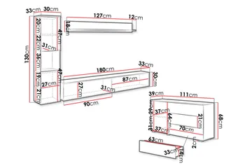 Valga Møbelsett Til Stuen Natur|Hvit - Natur/Hvit - Oppbevaring - Oppbevaringsmøbler - Møbelsett til stue