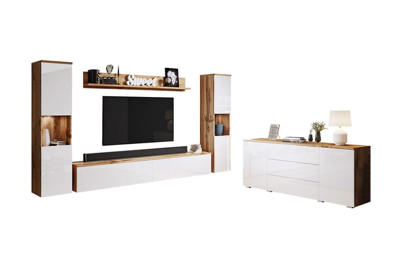 Valga Møbelsett Til Stuen Natur|Hvit - Natur/Hvit - Oppbevaring - Oppbevaringsmøbler - Møbelsett til stue