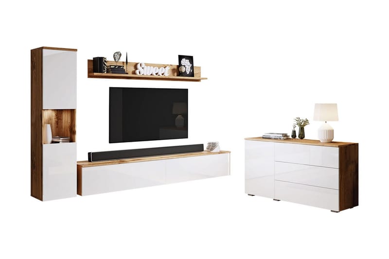 Valga Møbelsett Til Stuen Natur|Hvit - Natur/Hvit - Oppbevaring - Oppbevaringsmøbler - Møbelsett til stue