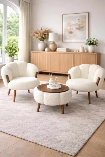 Wing Chair & Coffee Table Set (3 Pieces) Atelier Del Sofa