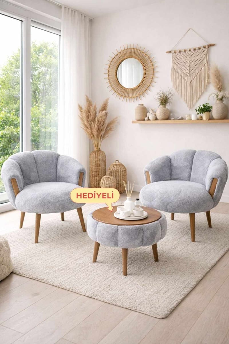 Wing Chair & Coffee Table Set (3 Pieces) Atelier Del Sofa