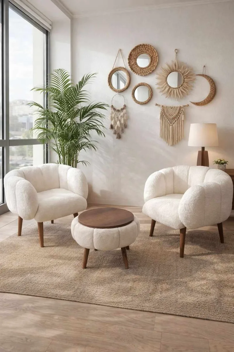 Wing Chair & Coffee Table Set (3 Pieces) Atelier Del Sofa