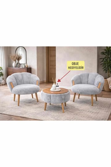 Wing Chair & Coffee Table Set (3 Pieces) Atelier Del Sofa - Oppbevaring - Oppbevaringsmøbler - Møbelsett til stue