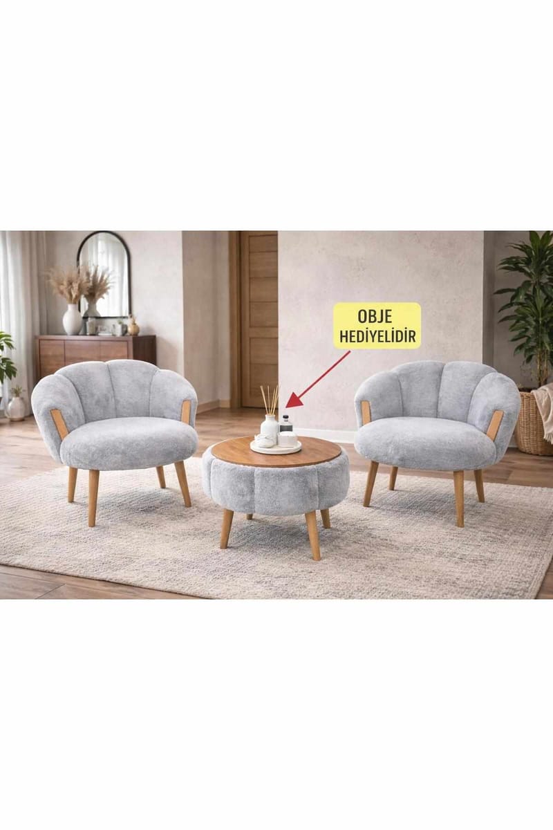 Wing Chair & Coffee Table Set (3 Pieces) Atelier Del Sofa - Oppbevaring - Oppbevaringsmøbler - Møbelsett til stue