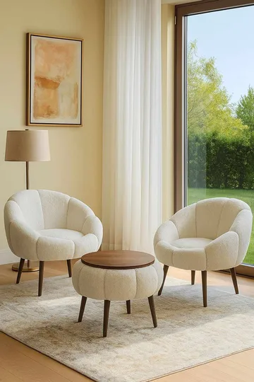 Wing Chair & Coffee Table Set (3 Pieces) Atelier Del Sofa