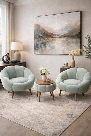 Wing Chair & Coffee Table Set (3 Pieces) Atelier Del Sofa - Oppbevaring - Oppbevaringsmøbler - Møbelsett til stue