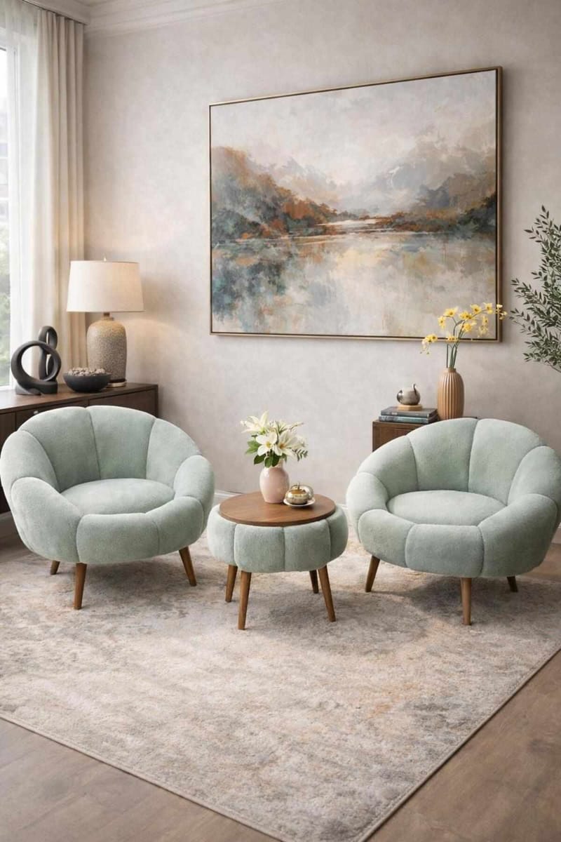 Wing Chair & Coffee Table Set (3 Pieces) Atelier Del Sofa - Oppbevaring - Oppbevaringsmøbler - Møbelsett til stue