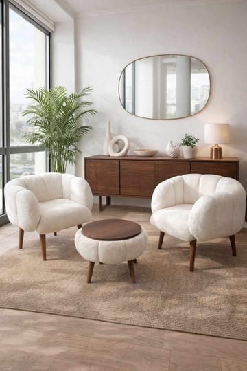 Wing Chair & Coffee Table Set (3 Pieces) Atelier Del Sofa - Oppbevaring - Oppbevaringsmøbler - Møbelsett til stue