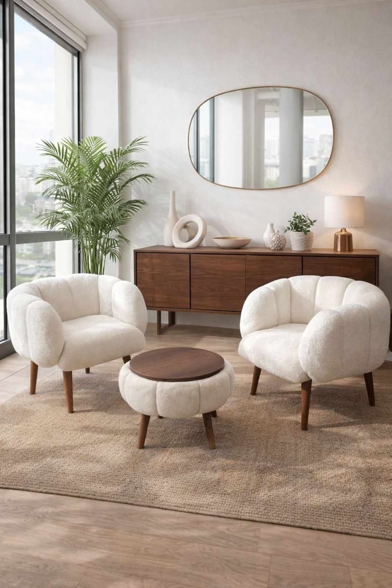 Wing Chair & Coffee Table Set (3 Pieces) Atelier Del Sofa - Oppbevaring - Oppbevaringsmøbler - Møbelsett til stue