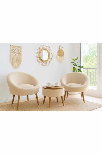 Wing Chair & Coffee Table Set (3 Pieces) Atelier Del Sofa