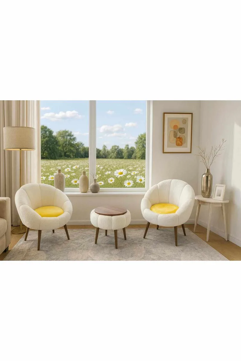 Wing Chair & Coffee Table Set (3 Pieces) Atelier Del Sofa